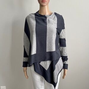 BCBGMaxAzria Cardigan Wrap (Cardi-wrap) Silk-Cashmere Size XS/S, Grey Stripe